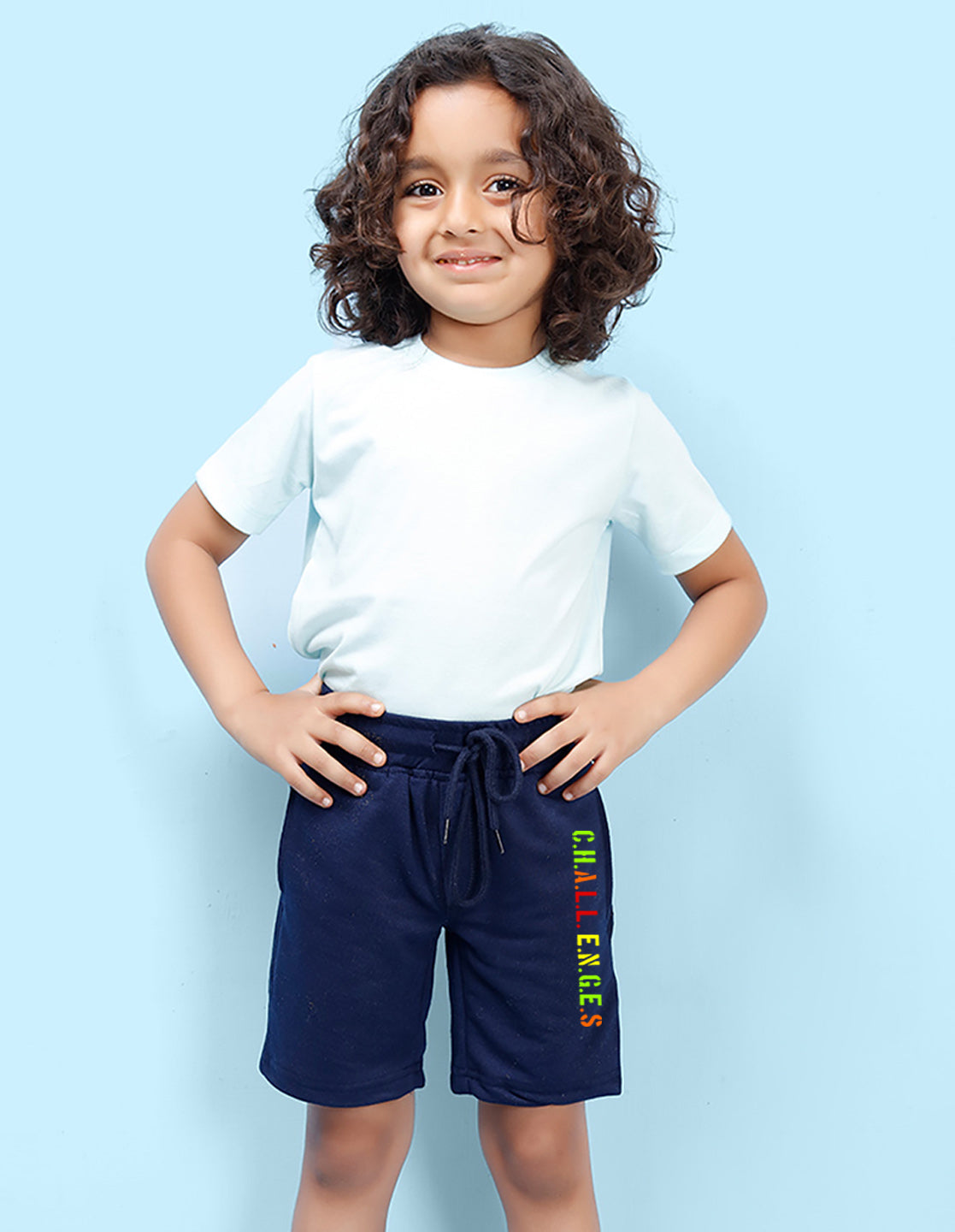Nusyl Chall enges Printed Navy Blue Boys Shorts