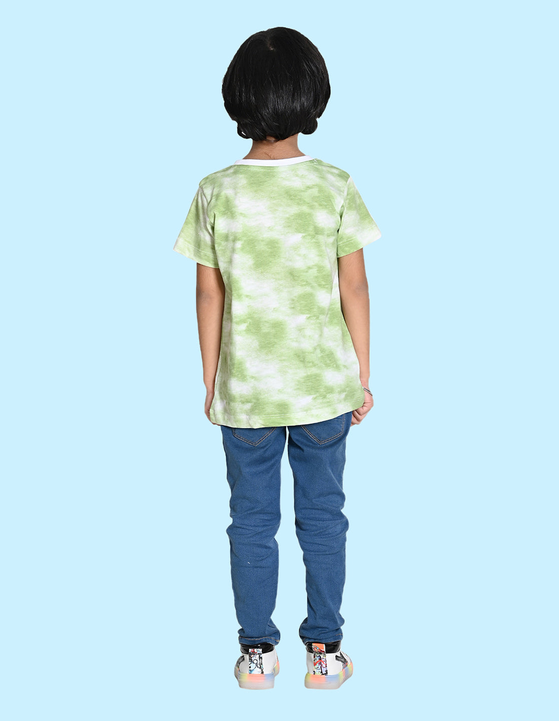 Nusyl solid green boys tie & dye cotton rich T-shirt