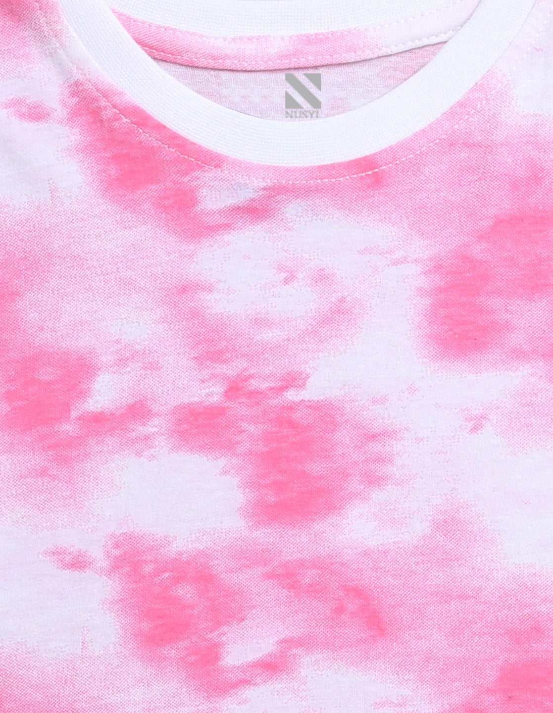 Nusyl solid pink boys tie & dye cotton rich T-shirt