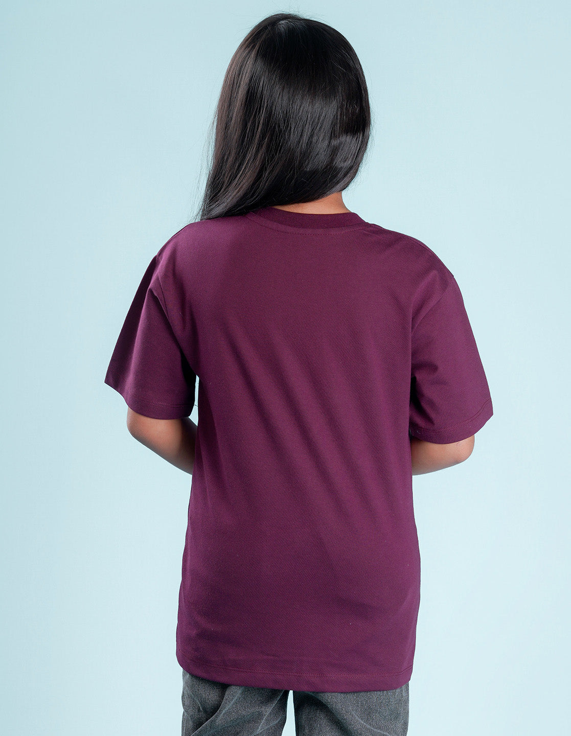 Nusyl Girls Solid Wine Oversized T-shirt
