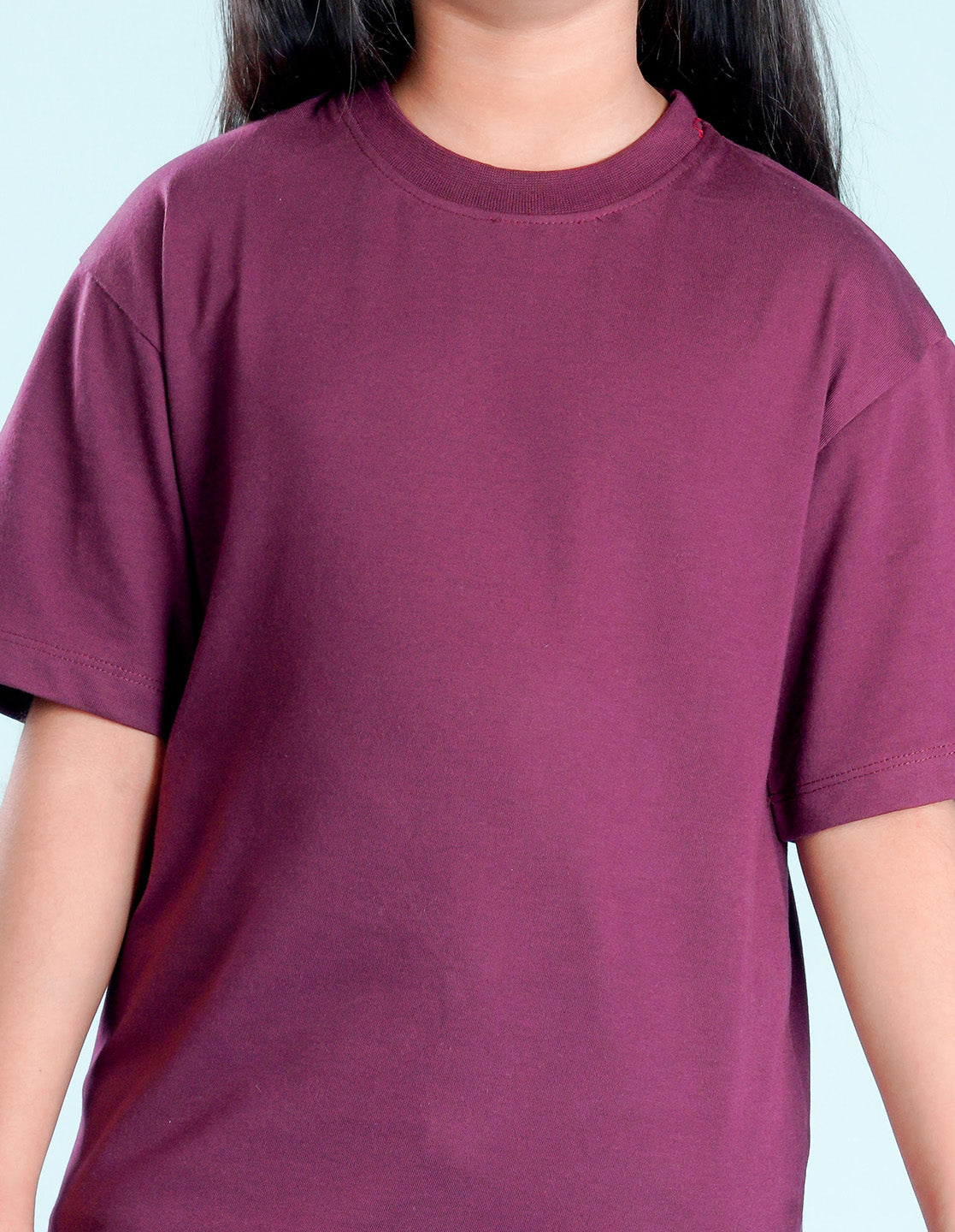 Nusyl Girls Solid Wine Oversized T-shirt