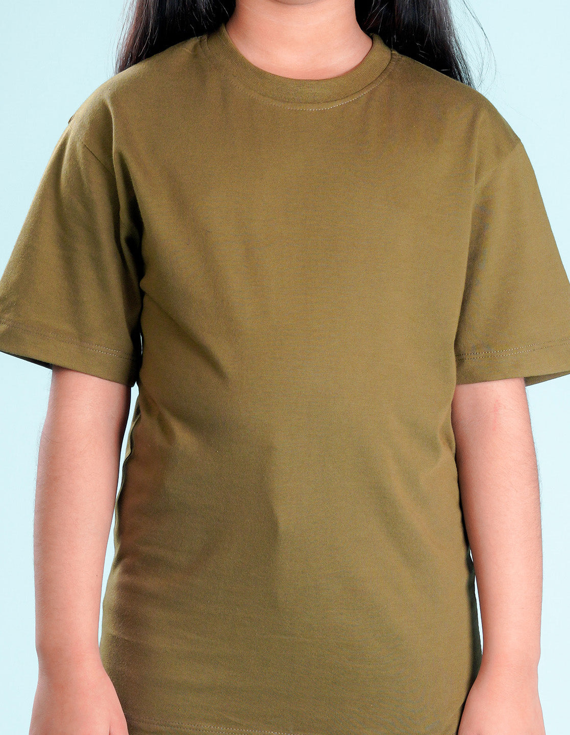 Nusyl Girls Solid Olive Oversized T-shirt