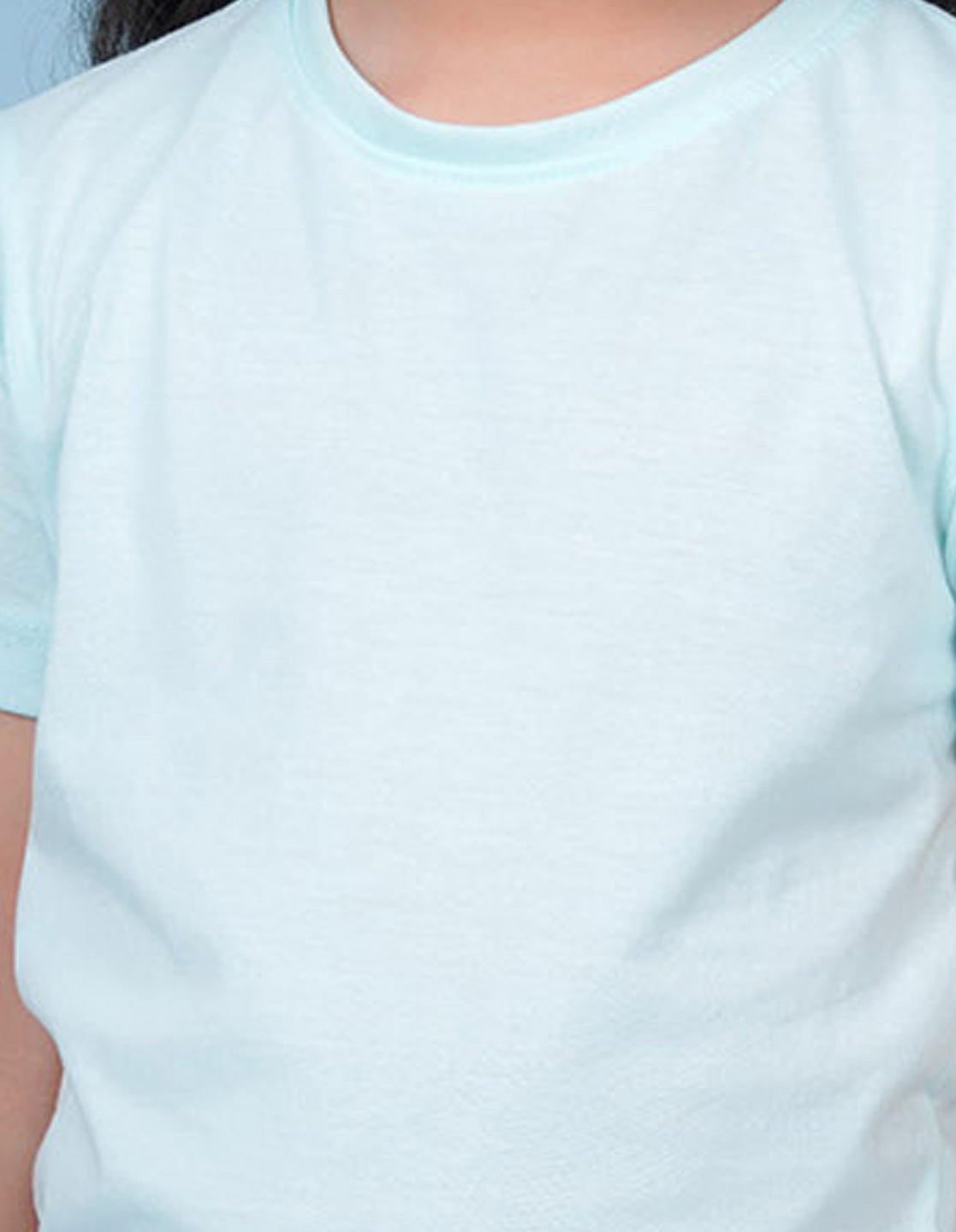 Nusyl Girls Solid Powder Blue t-shirts