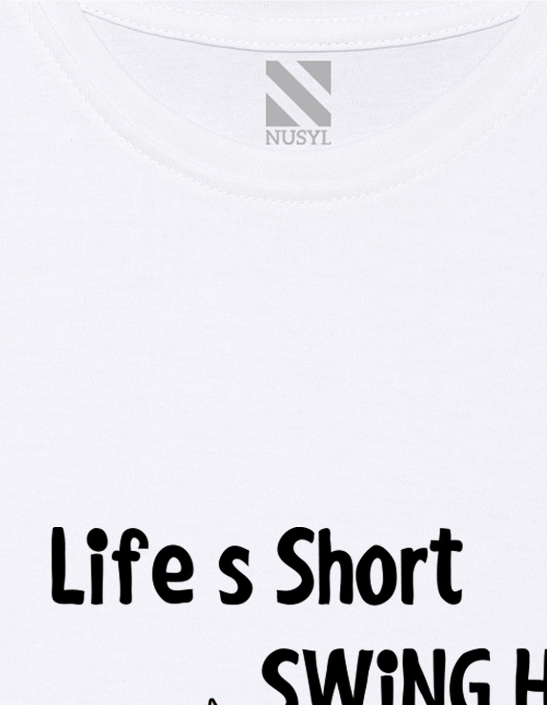Nusyl Girls Half Sleeves White Life's short swing high printed T-shirt