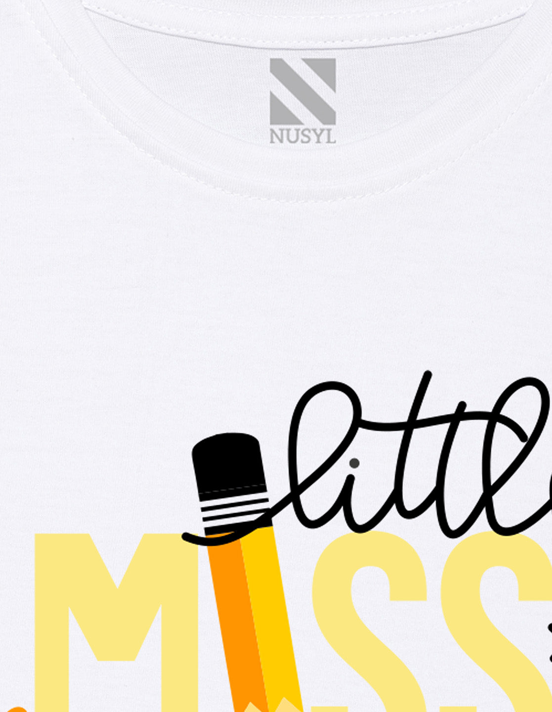 Nusyl Girls Half Sleeves White Little miss printed T-shirt