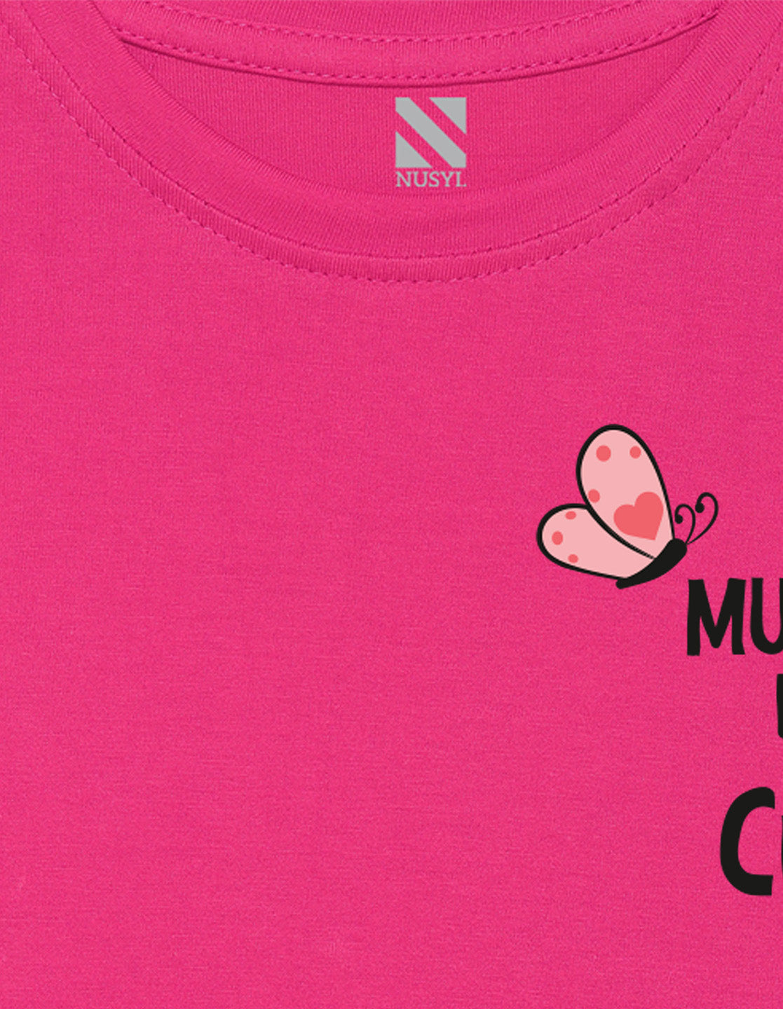 Nusyl Girls Half Sleeves Pink Mummy's little cutie printed T-shirt