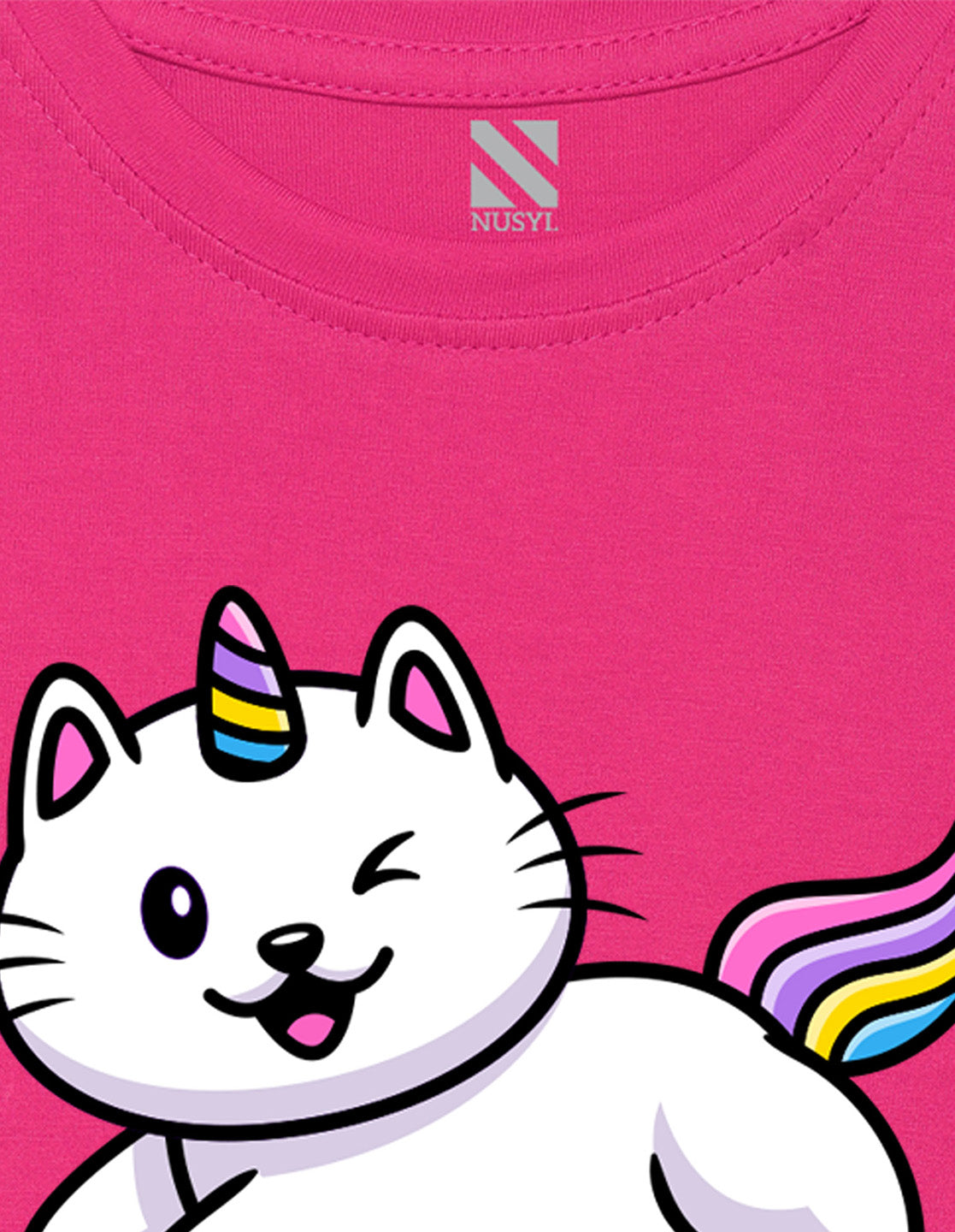 Nusyl Girls Half Sleeves Pink Cat printed T-shirt