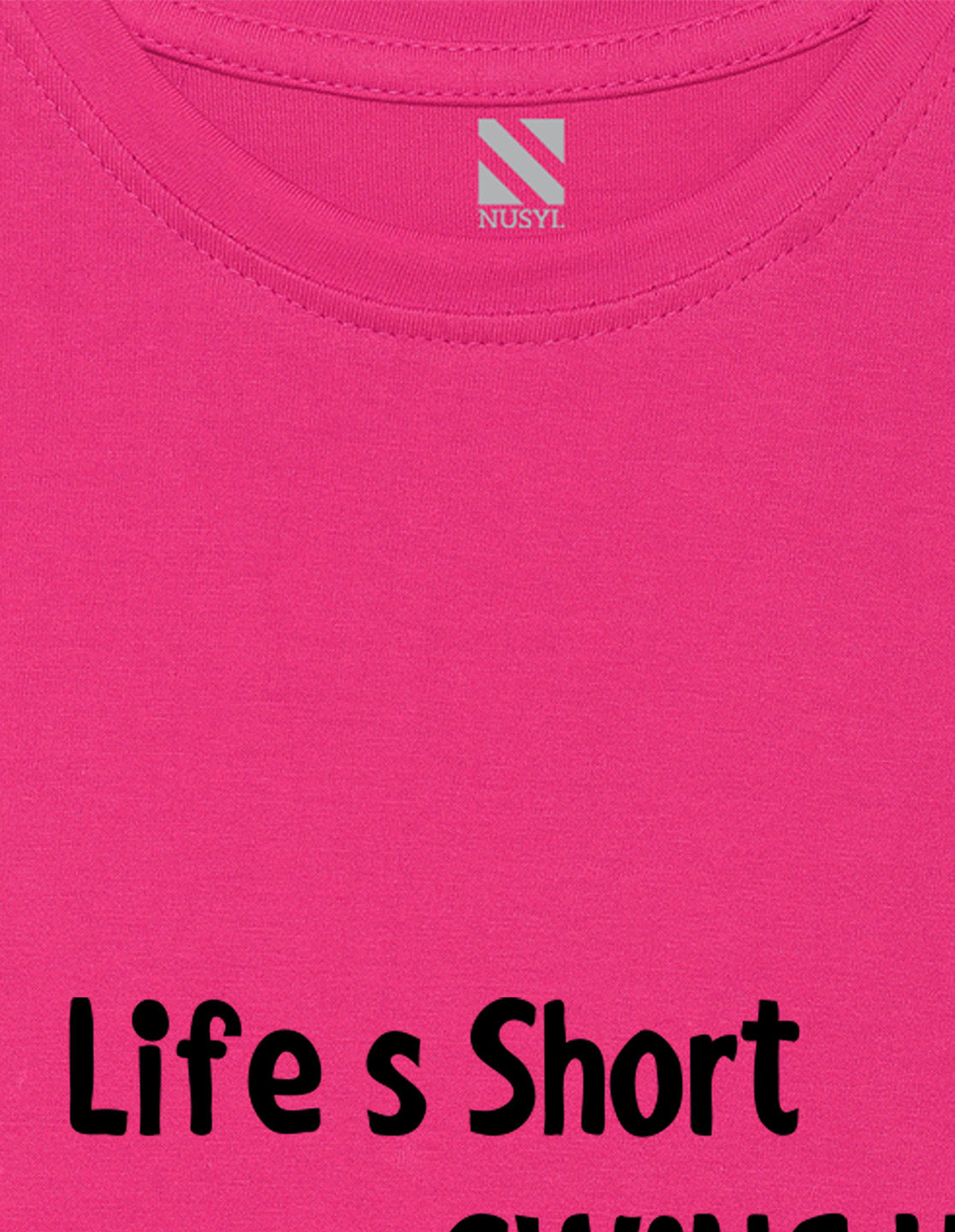 Nusyl Girls Half Sleeves Pink Life's short swing high printed T-shirt