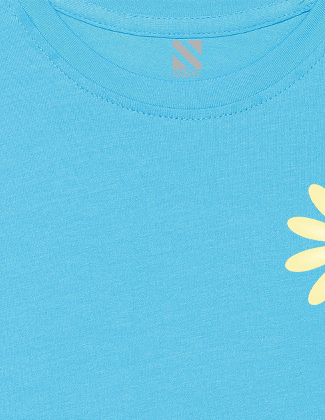 Nusyl Girls Half Sleeves Sky Blue Sun flower printed T-shirt