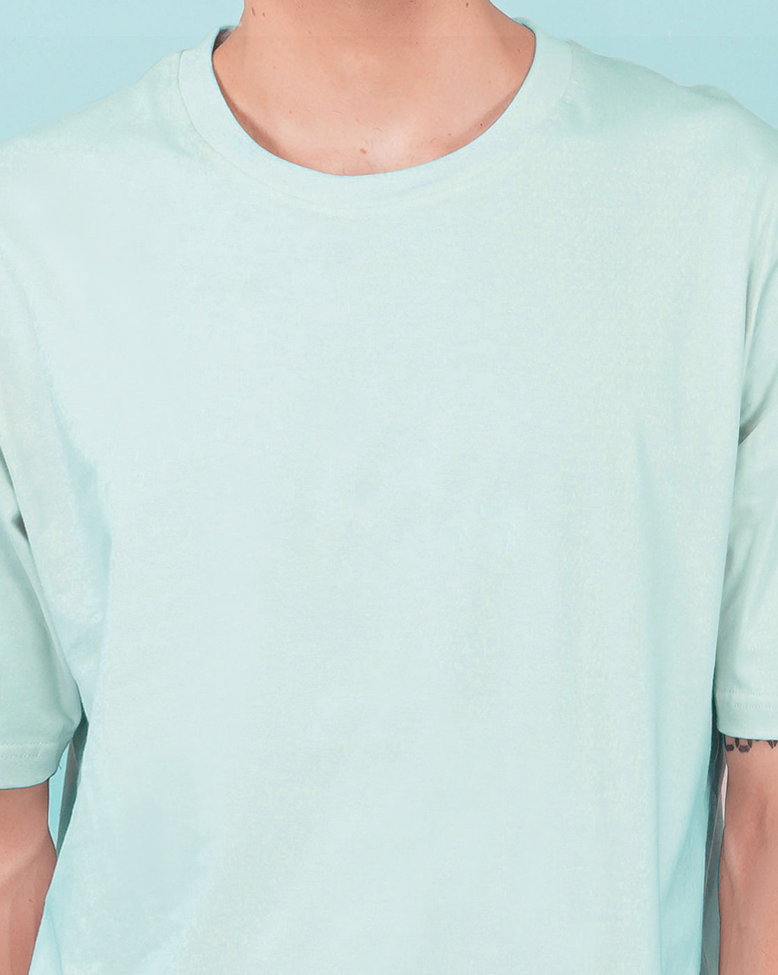 Nusyl Men Solid Powder Blue oversized t-shirt
