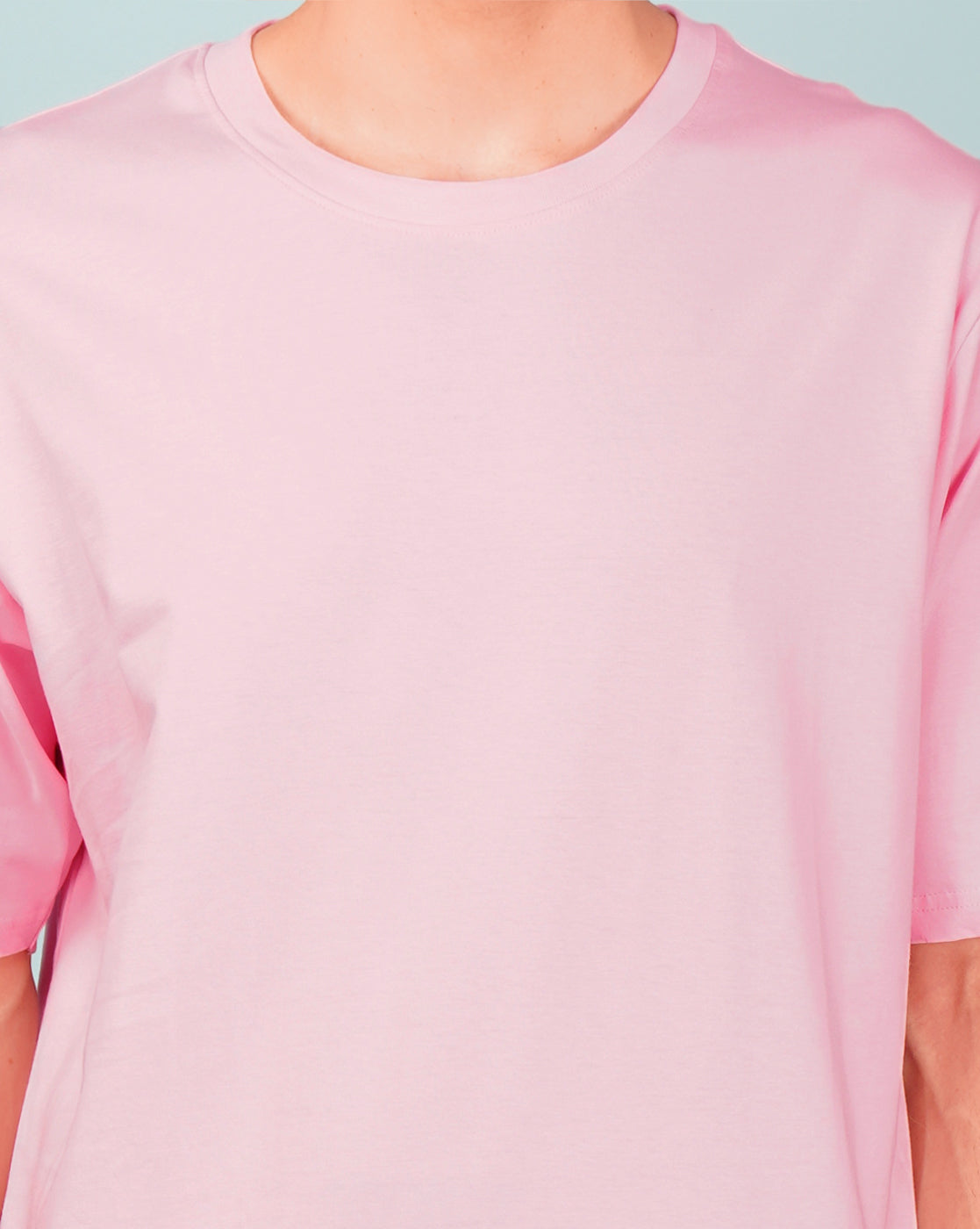Nusyl Men Solid Light Pink oversized t-shirt