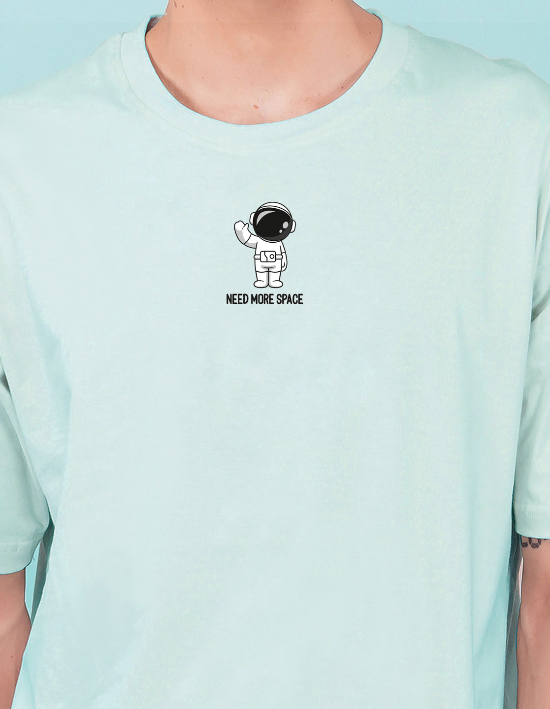 Nusyl Powder Blue Space front and back Printed oversized t-shirt
