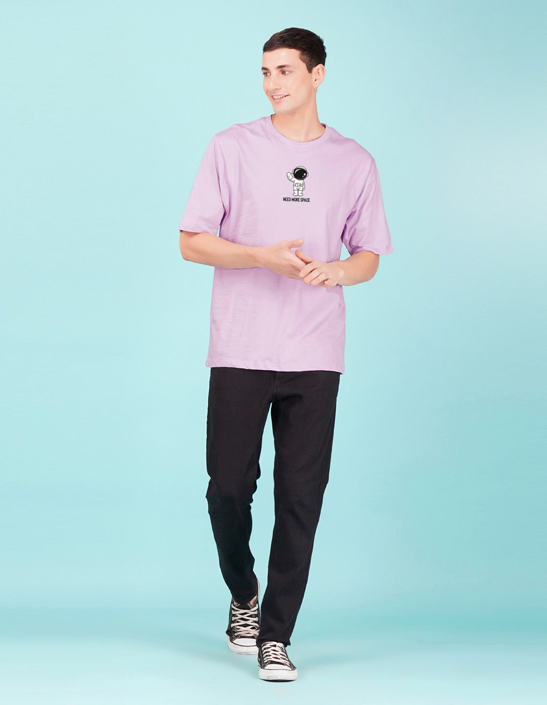 Nusyl Lilac Space front and back Printed oversized t-shirt