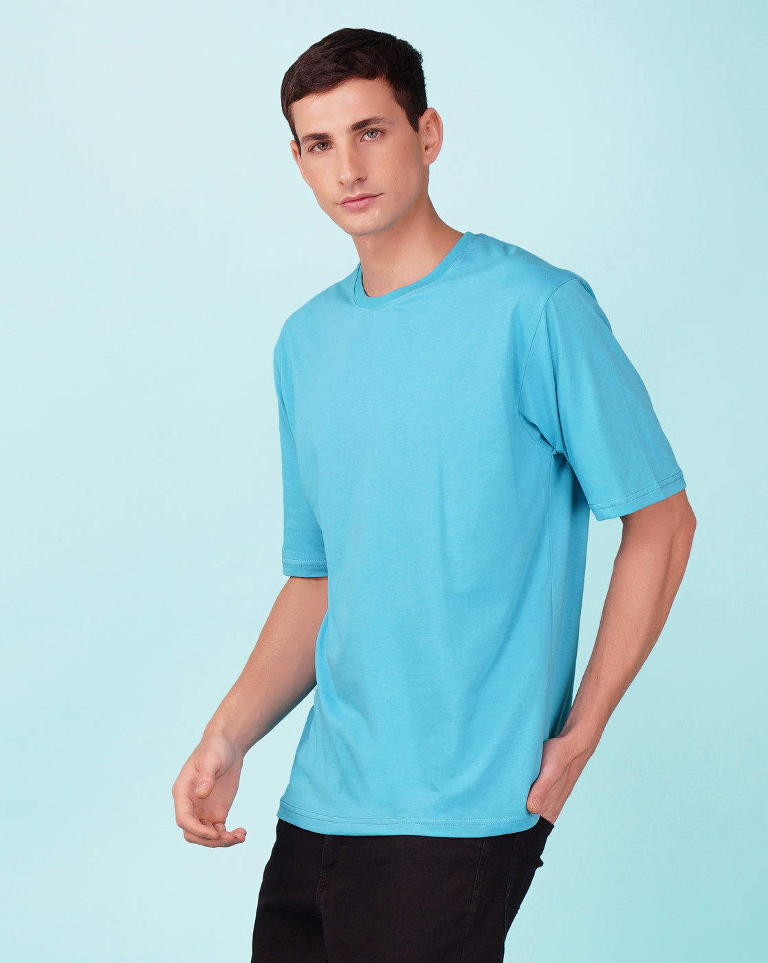 Nusyl Sky Blue Bad acid back Printed oversized t-shirt