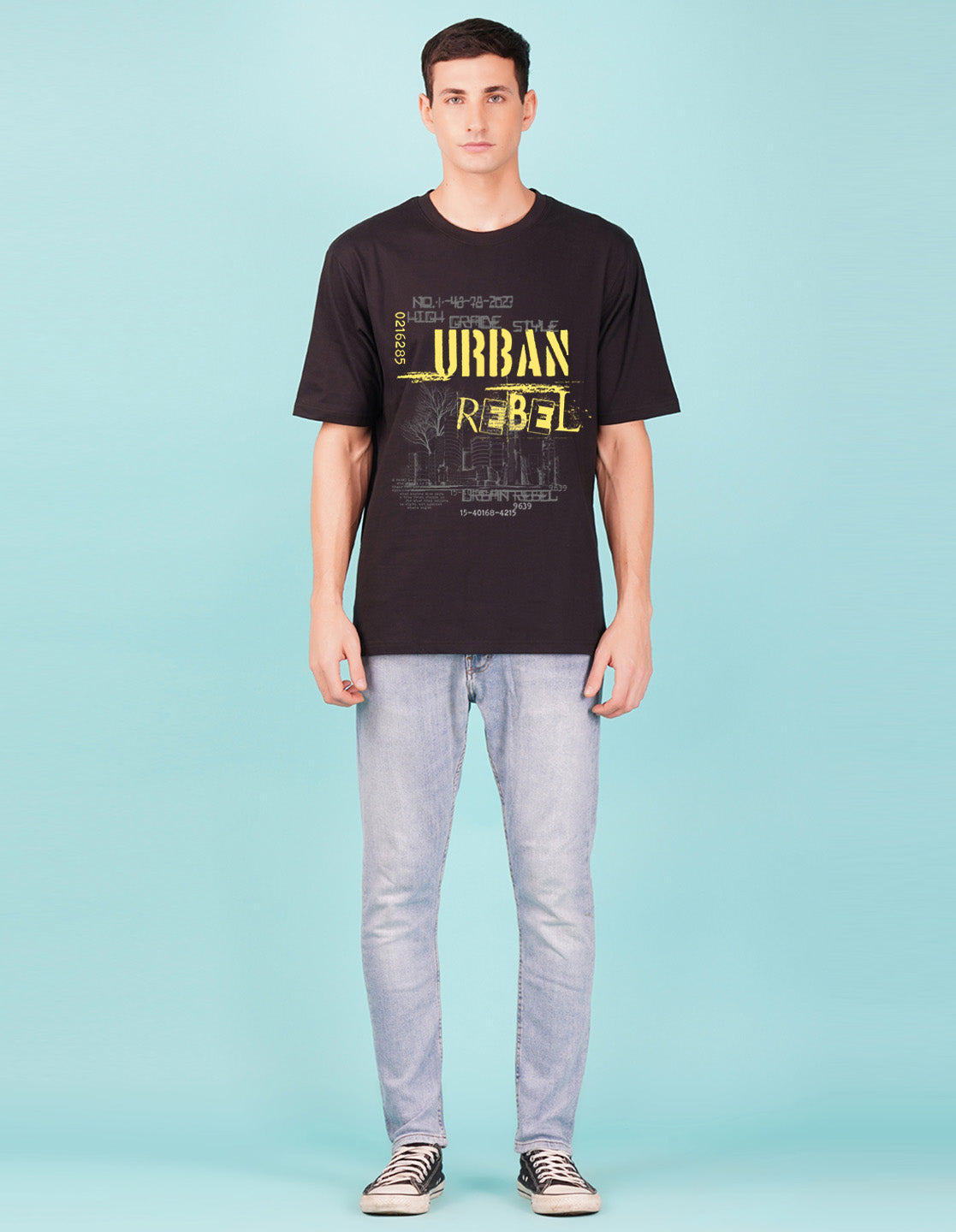 Nusyl Black Urban rebel Printed oversized t-shirt