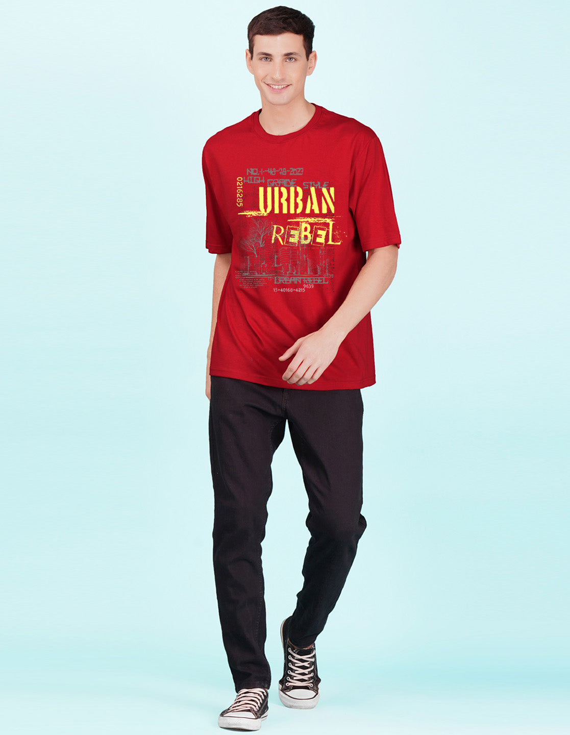 Nusyl Red Urban rebel Printed oversized t-shirt