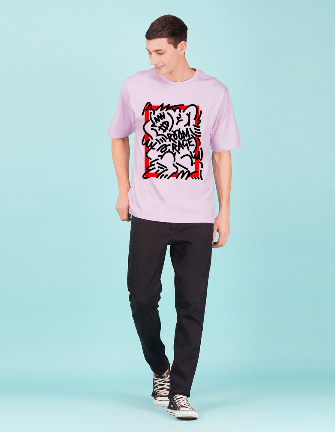 Nusyl Lilac Abstract Printed oversized t-shirt