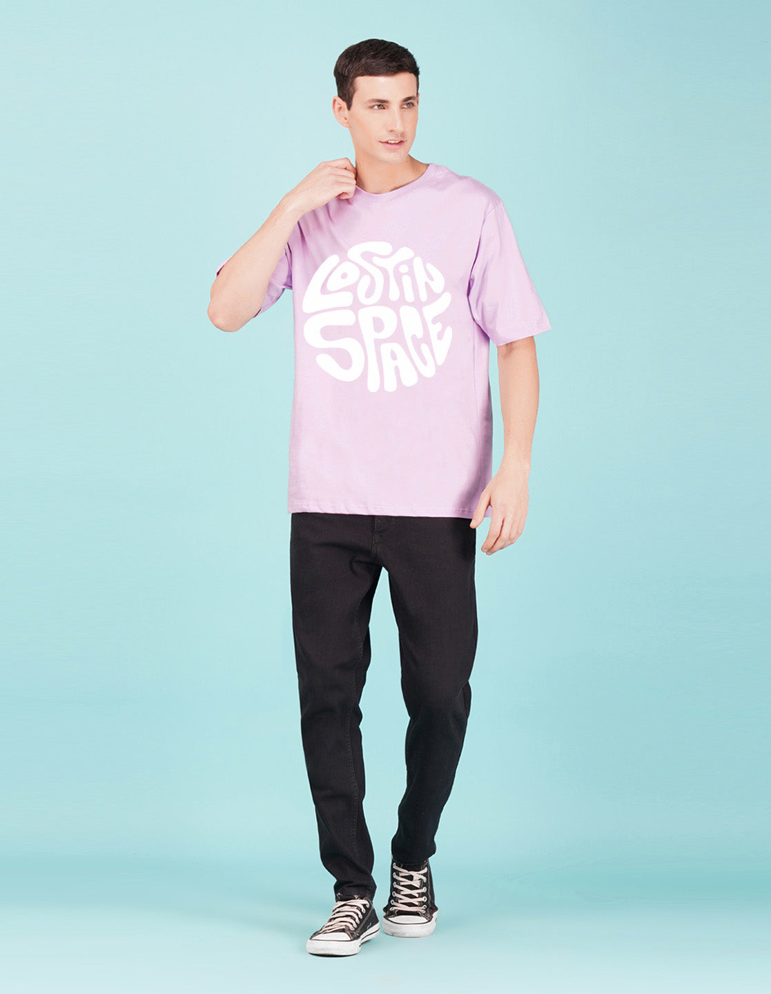 Nusyl Lilac Lost in space Printed oversized t-shirt