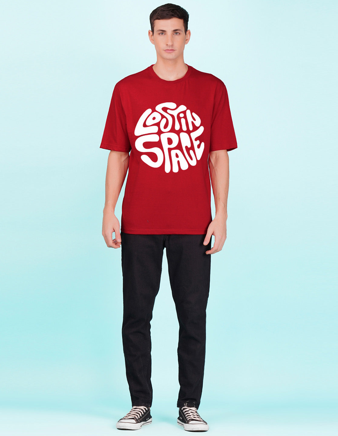 Nusyl Red Lost in space Printed oversized t-shirt