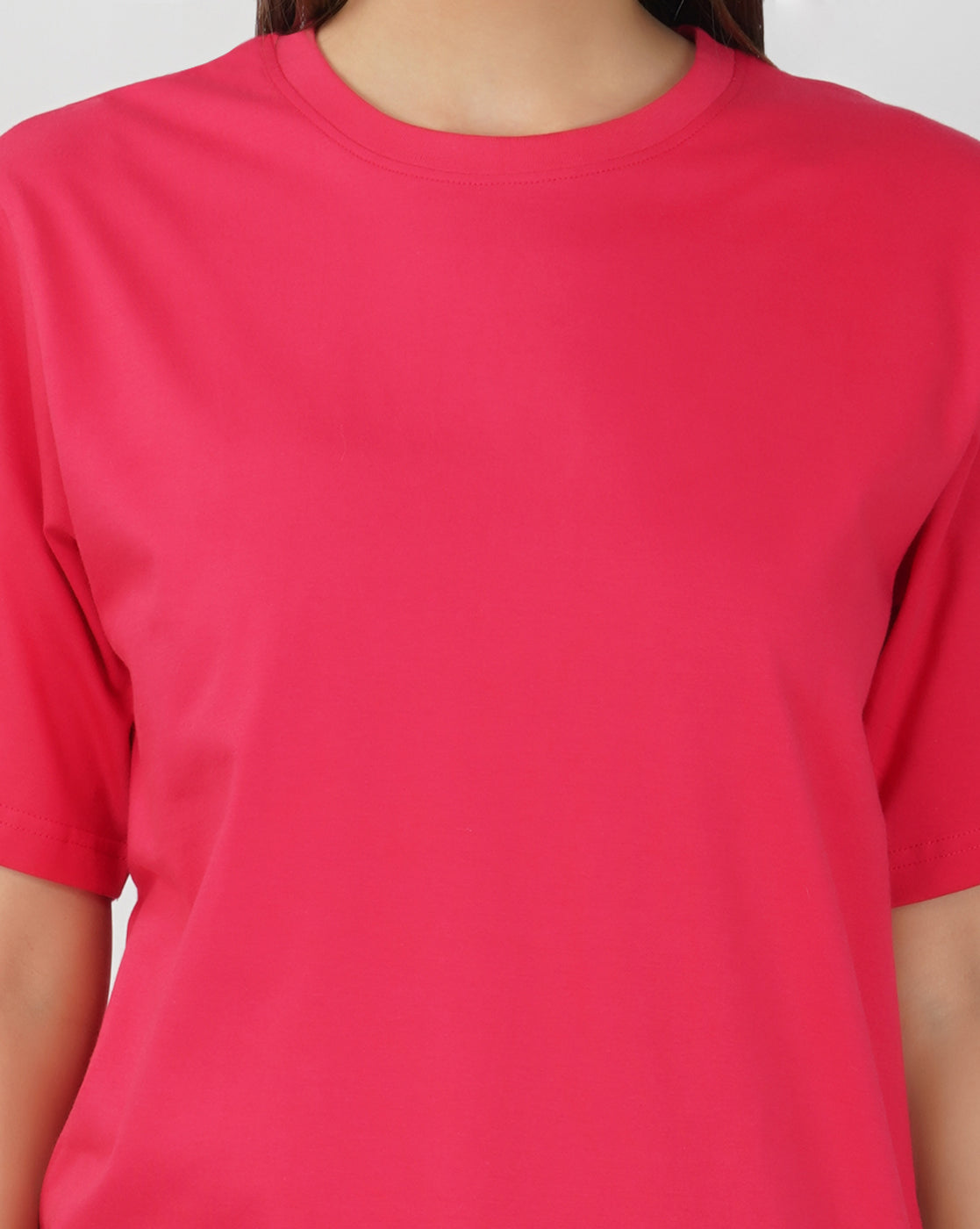 Nusyl Women Hot Pink Solid oversized t-shirt