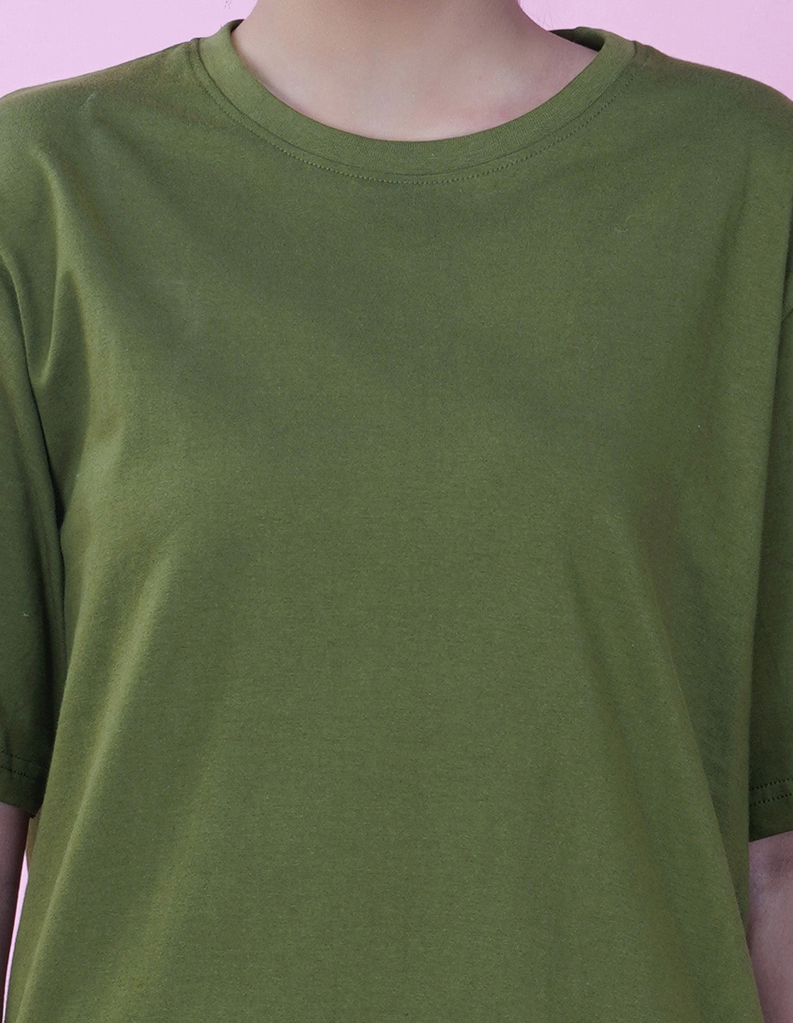 Nusyl Women Olive Text print oversized t-shirt