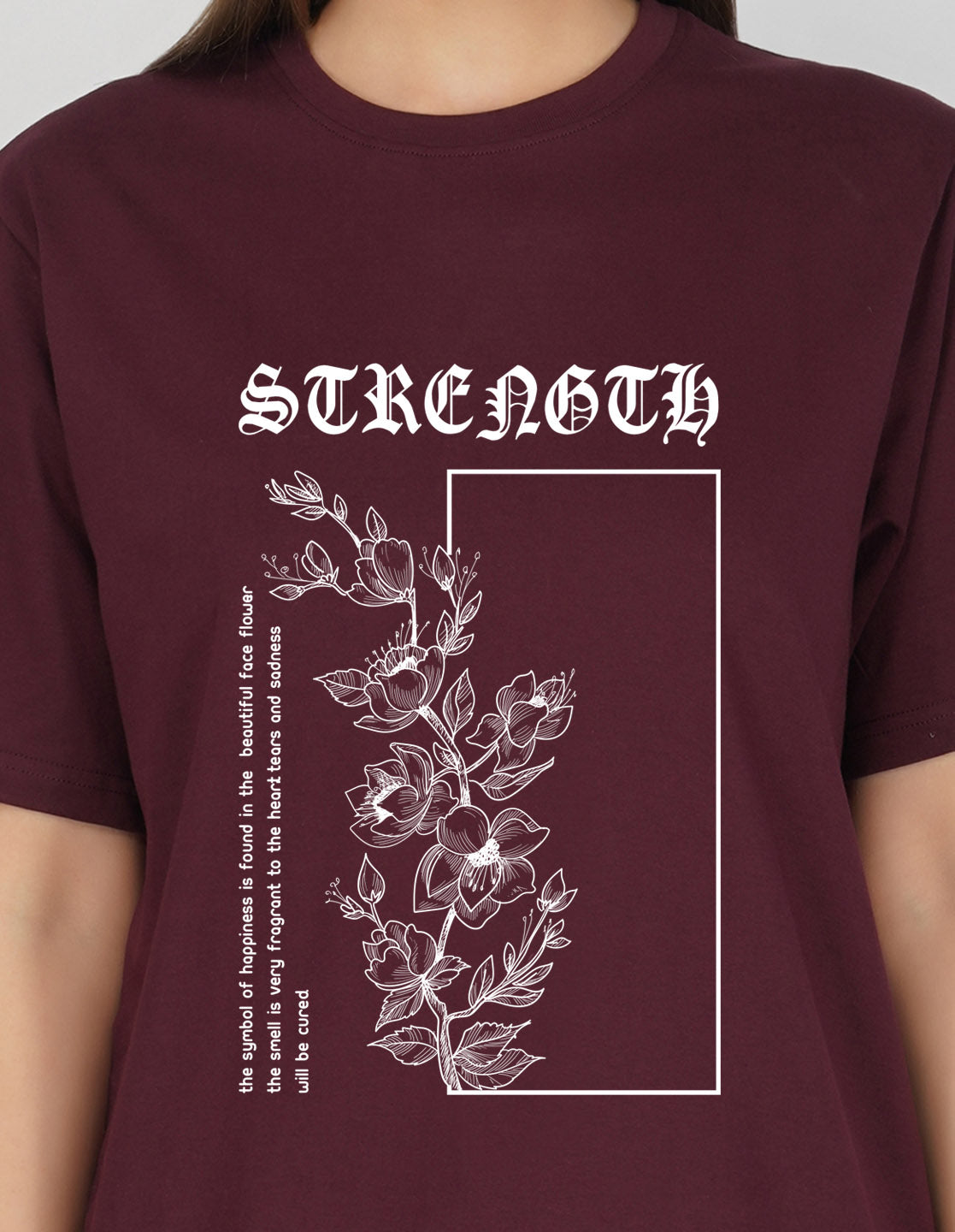 Nusyl Women Wine Flower print oversized t-shirt