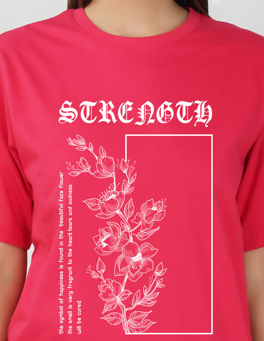 Nusyl Women Hot Pink Flower print oversized t-shirt