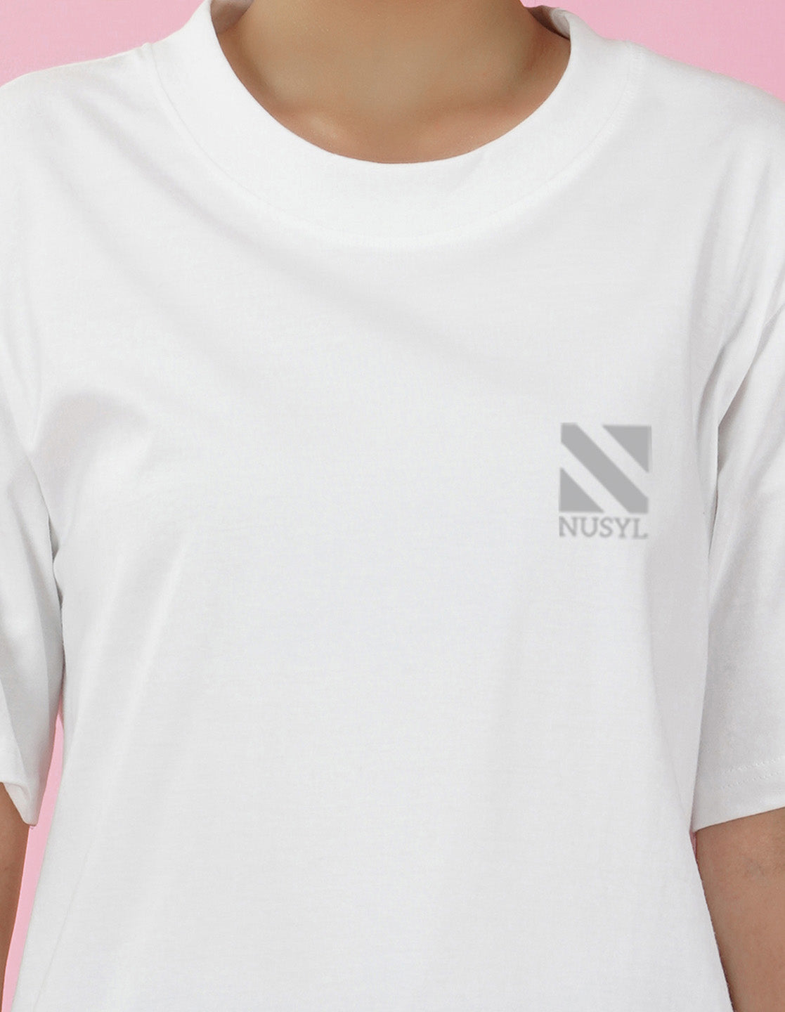 Nusyl Women White Logo Print oversized t-shirt