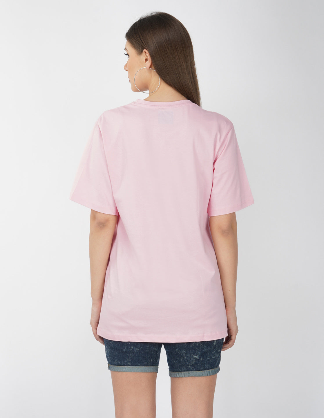 Nusyl Women Light Pink Logo Print oversized t-shirt
