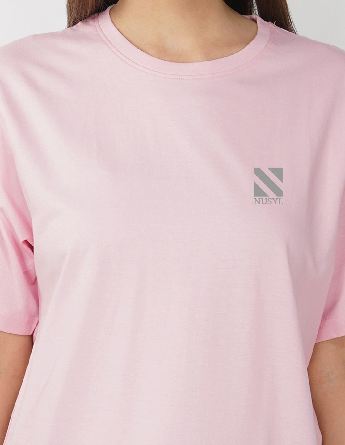 Nusyl Women Light Pink Logo Print oversized t-shirt