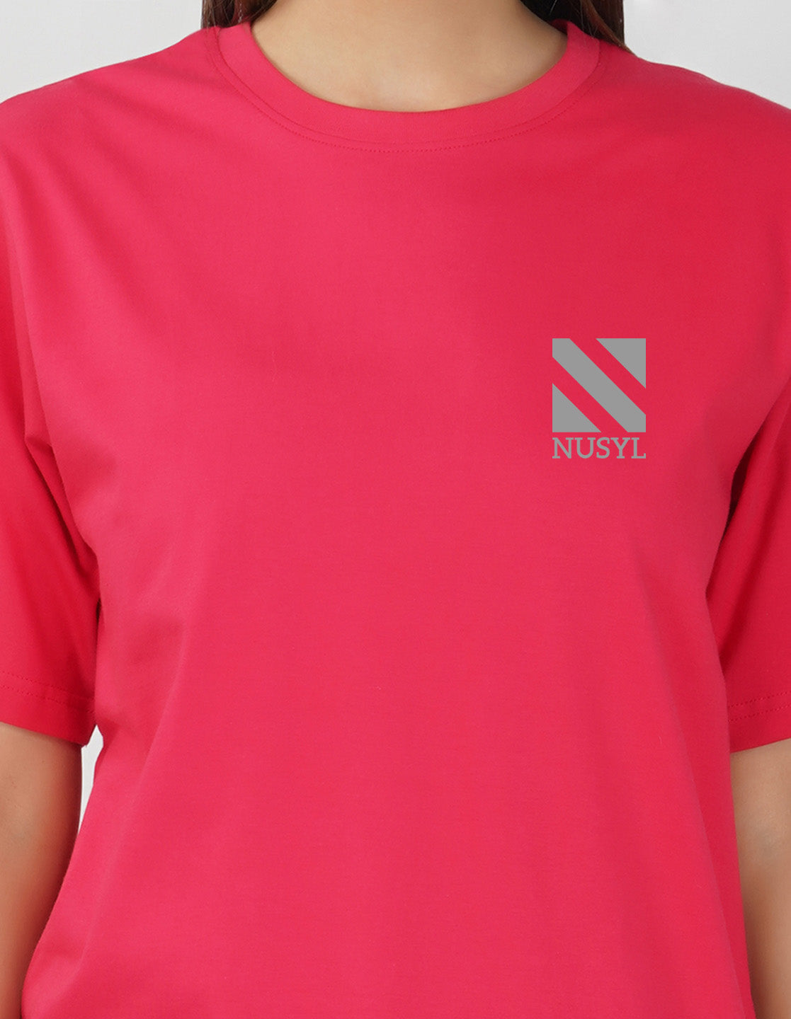 Nusyl Women Hot Pink Logo Print oversized t-shirt