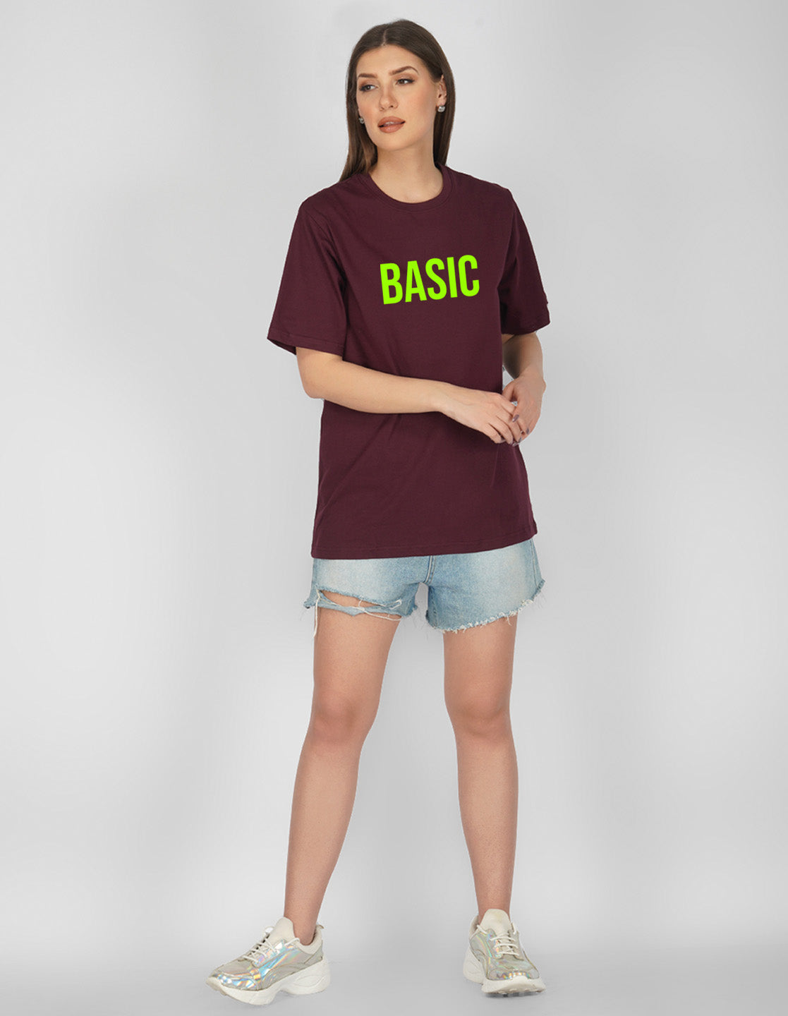 Nusyl Women Wine Basic print oversized t-shirt