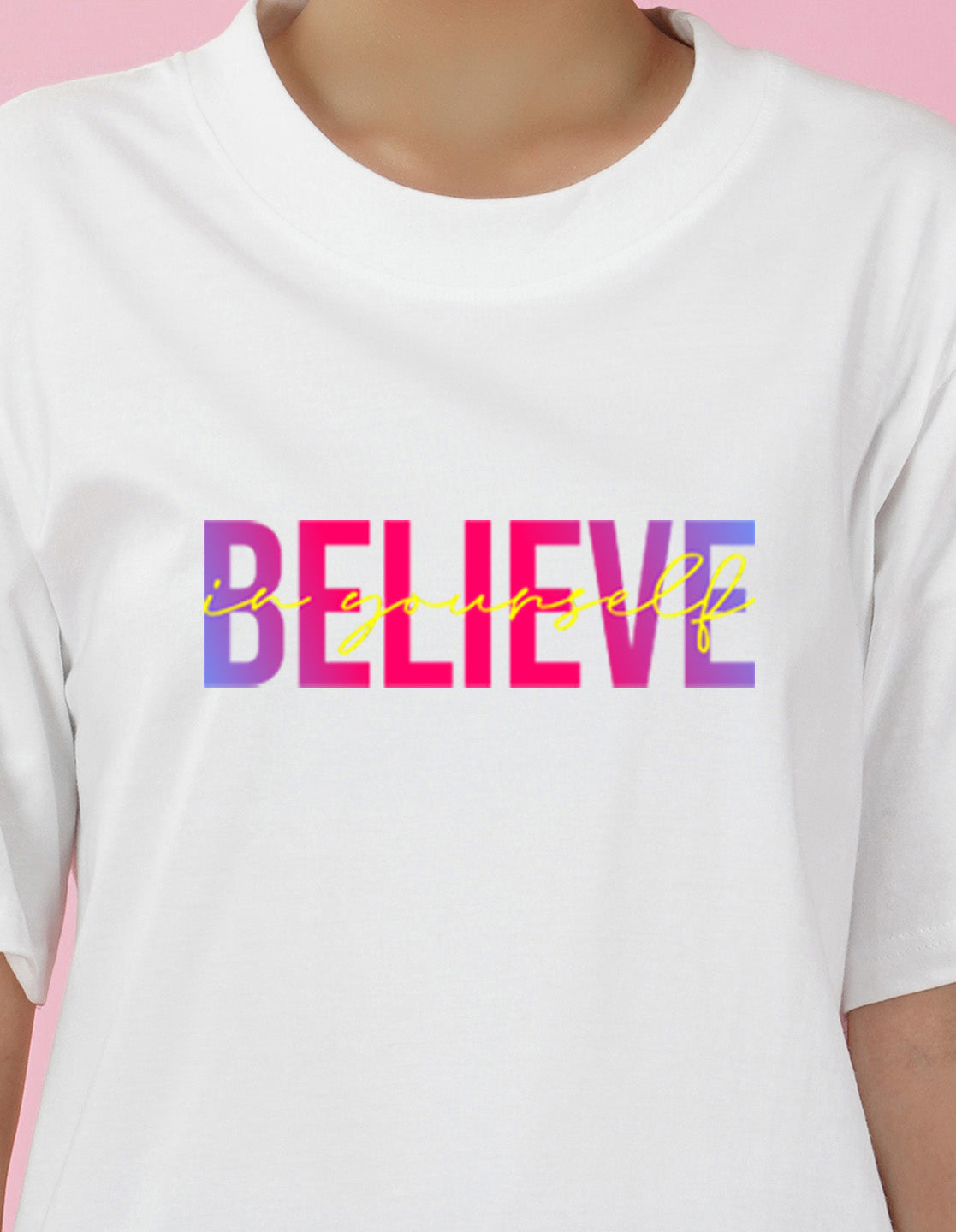 Nusyl Women White Believe oversized t-shirt