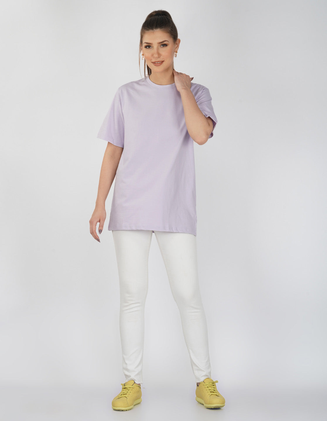Nusyl Women Lilac Flower print oversized t-shirt