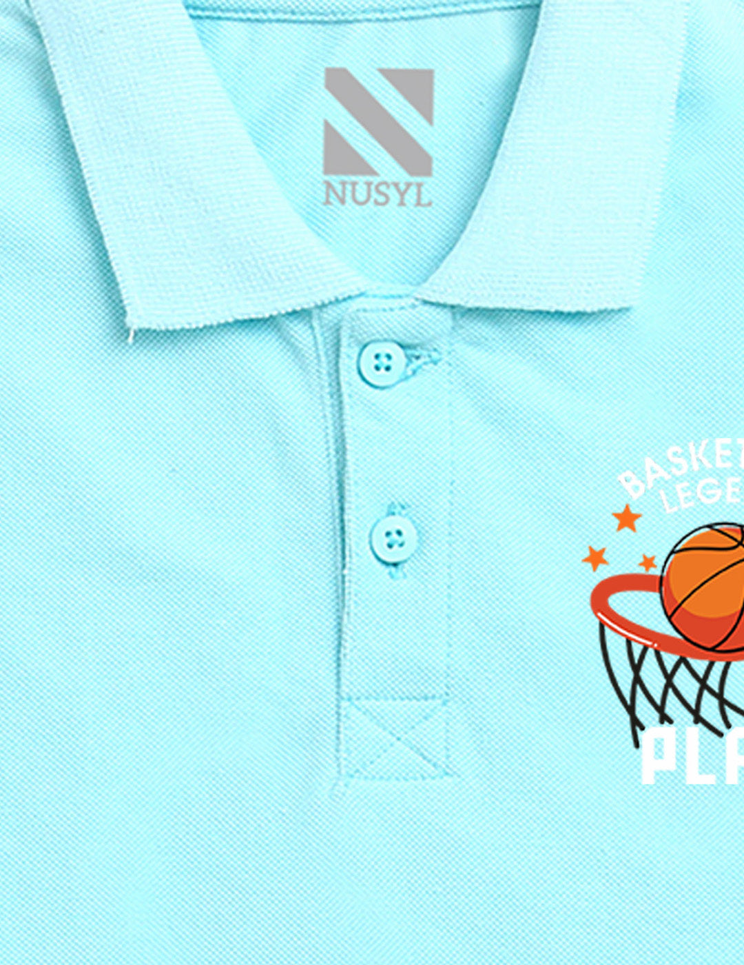 Nusyl Basket ball Printed Light blue Boys polo T-shirts
