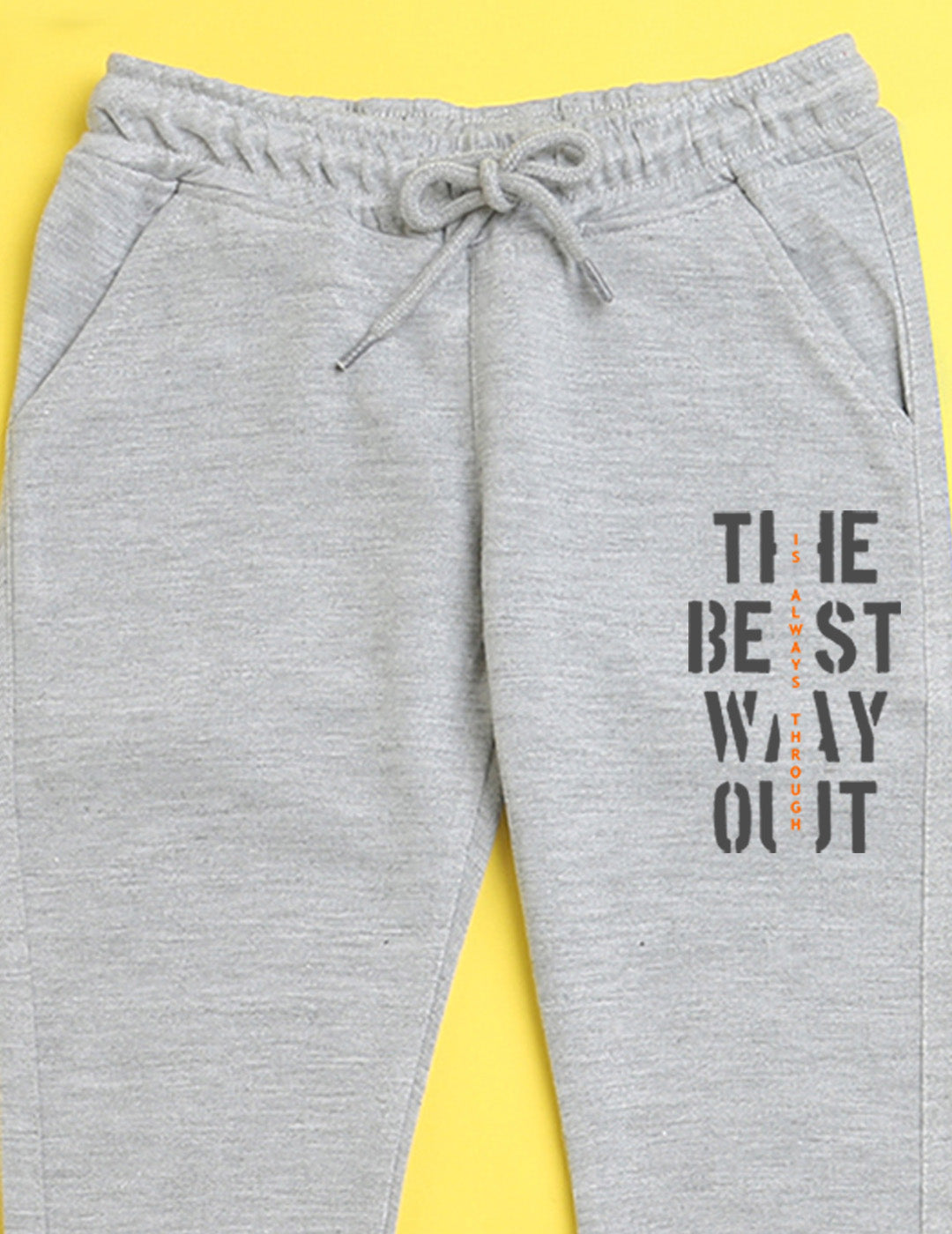 Nusyl Grey text printed kids unisex treck pants