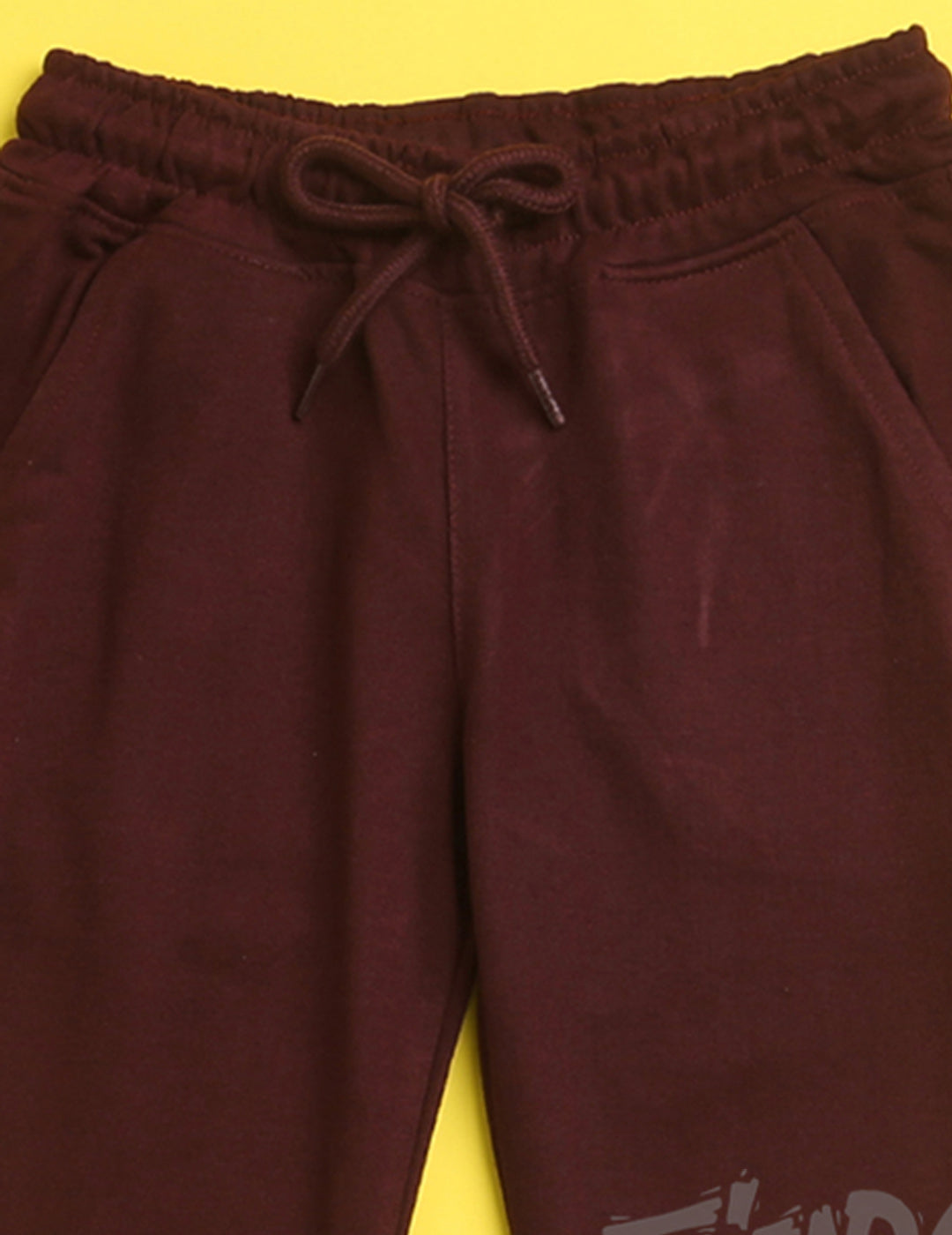 Nusyl Burgandy text printed kids unisex treck pants