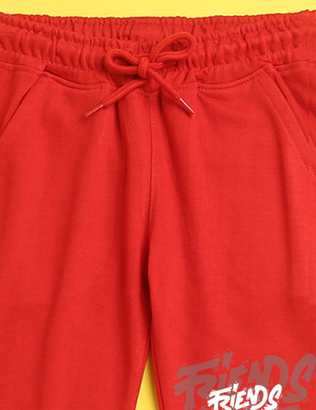 Nusyl Red text printed kids unisex treck pants