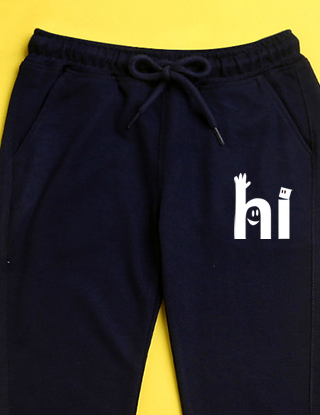 Nusyl Navy blue text printed kids unisex treck pants