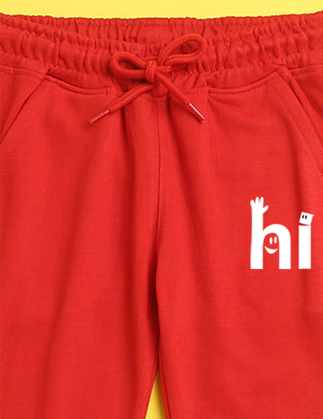 Nusyl Red text printed kids unisex treck pants