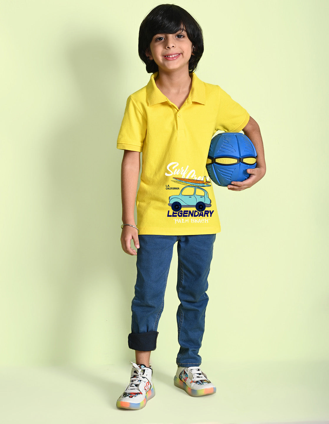 Nusyl Legendary Printed Bright yellow Boys polo T-shirts