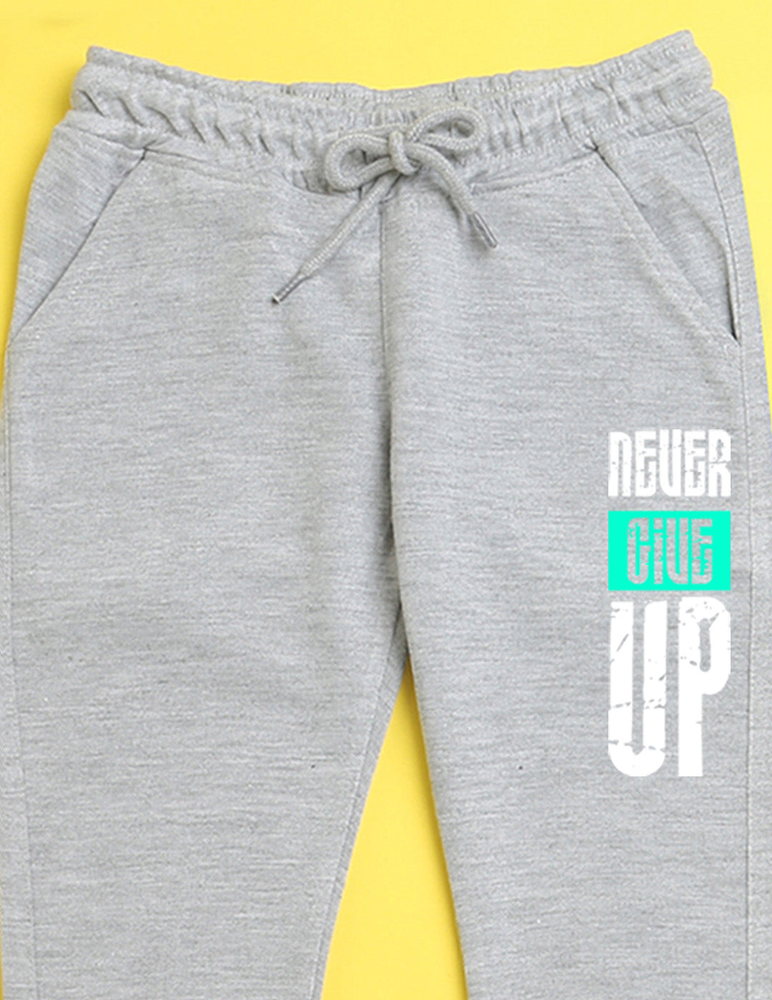 Nusyl Grey text printed kids unisex treck pants