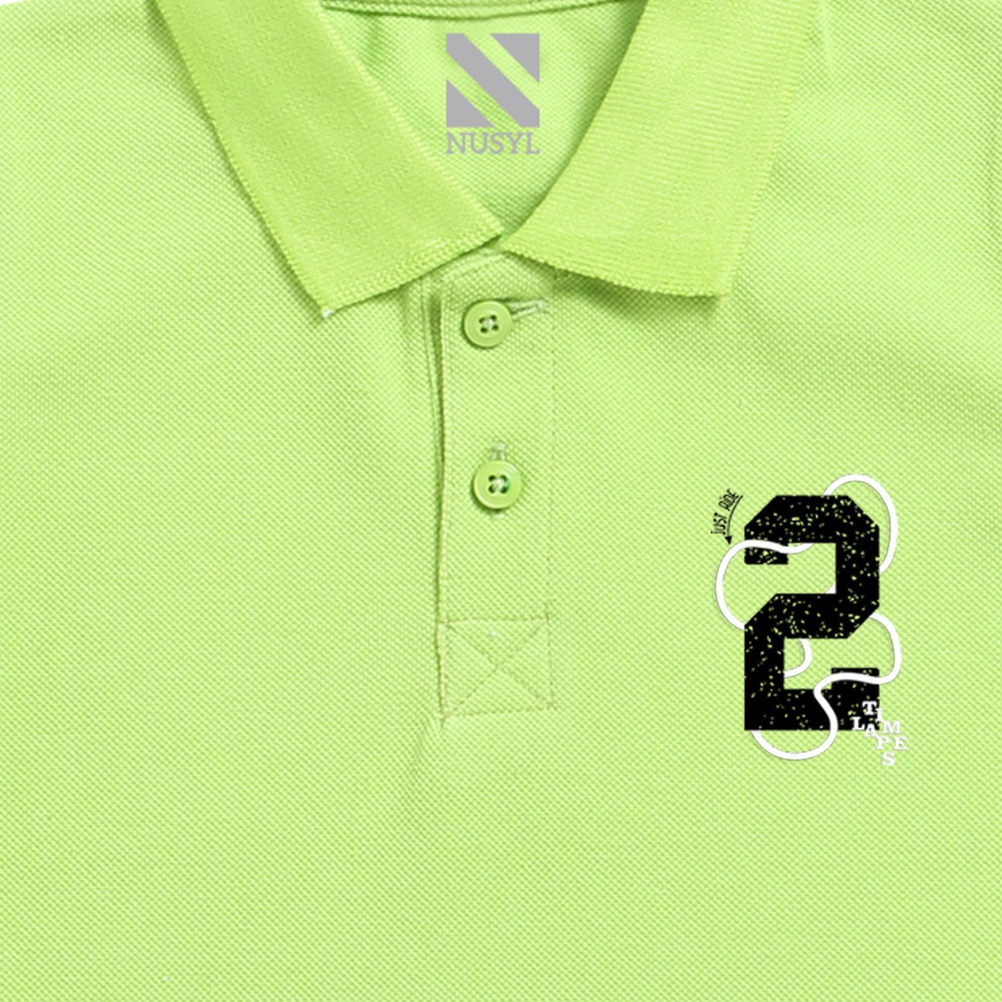 Nusyl Number Two Printed Lime Green Infants Polo T-shirt