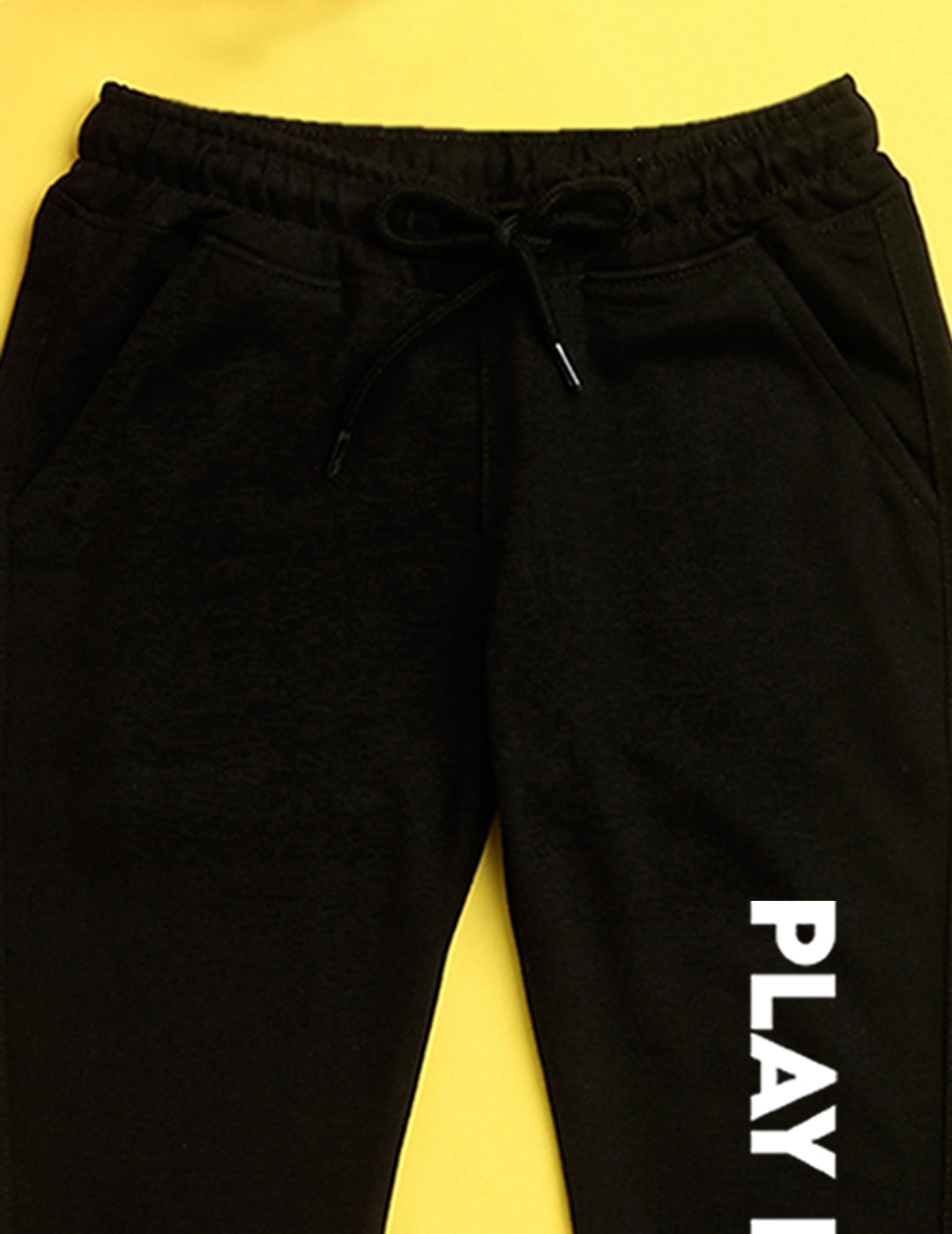 Nusyl Black text printed kids unisex treck pants