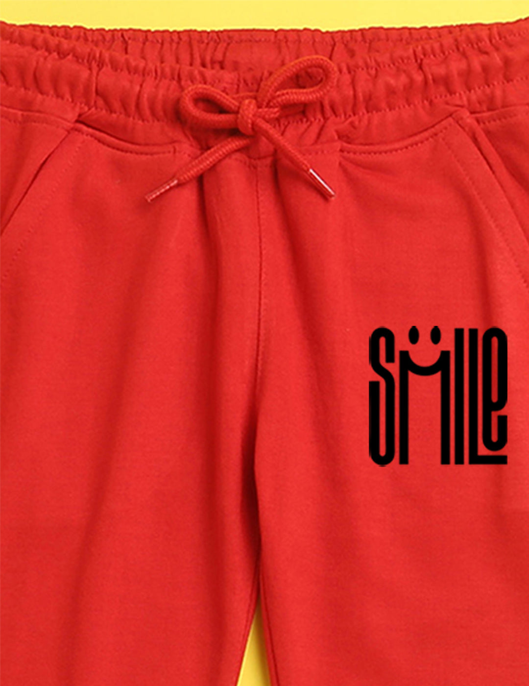 Nusyl Red text printed kids unisex treck pants