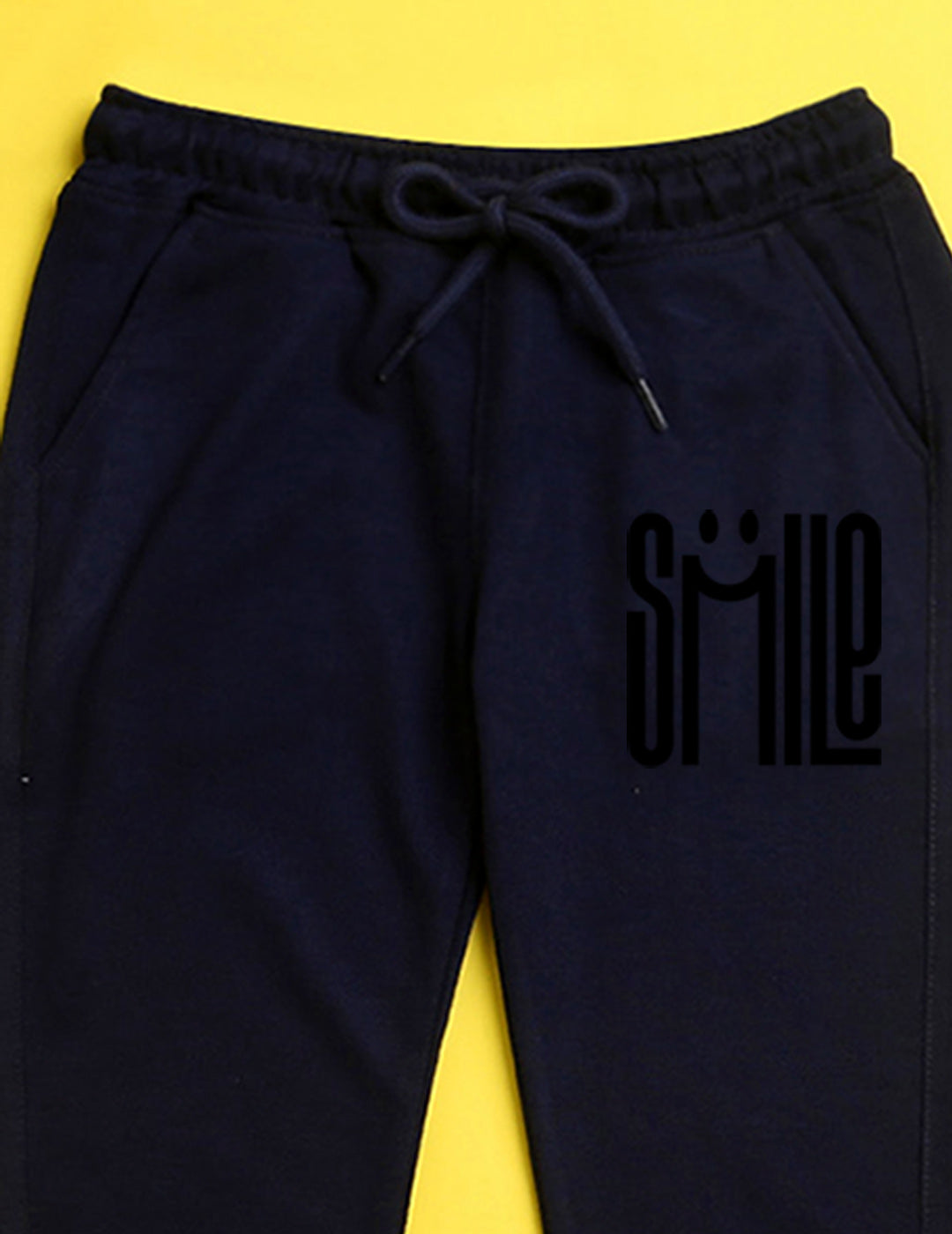 Nusyl Navy blue text printed kids unisex treck pants