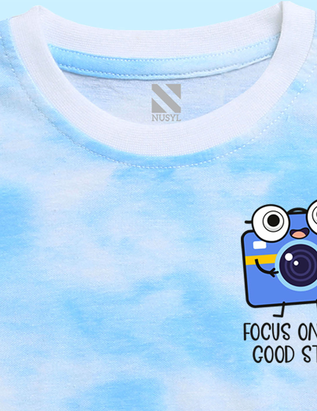 Nusyl infants blue camera printed Tie & Dye tshirt.