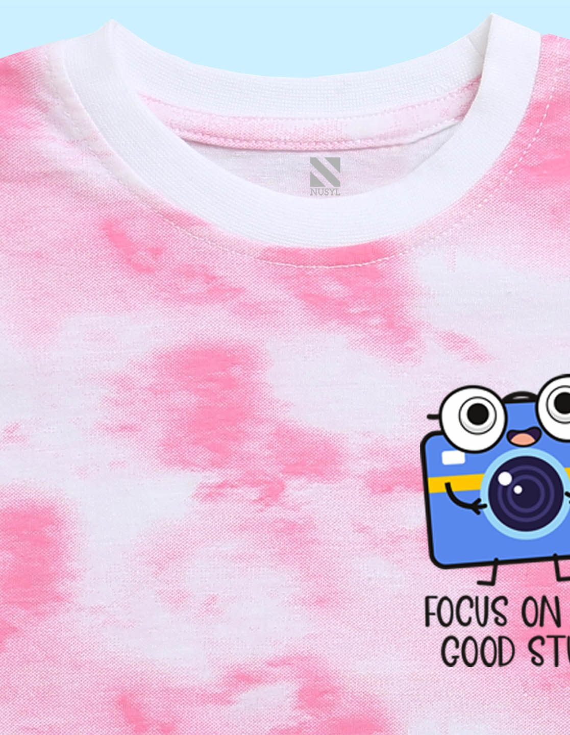 Nusyl infants pink camera printed Tie & Dye tshirt.