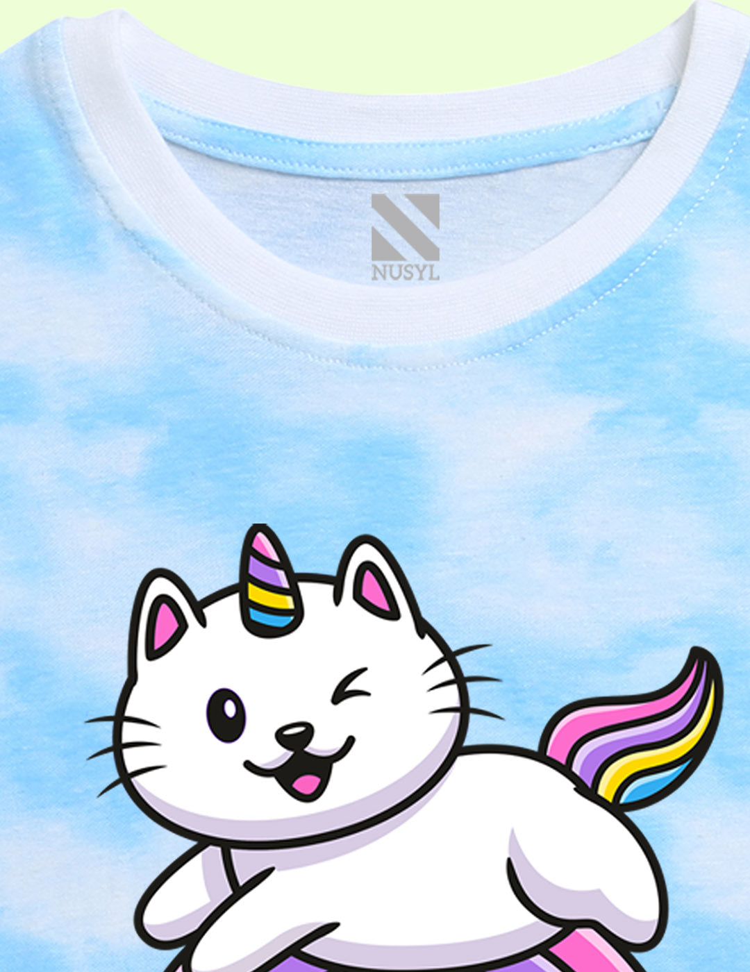 Nusyl girls blue rainbow printed tie & dye tshirt.