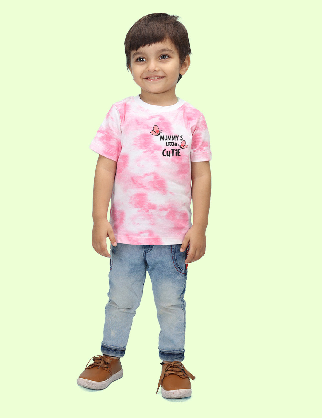 Nusyl infants pink mummy's cutie printed Tie & Dye tshirt.